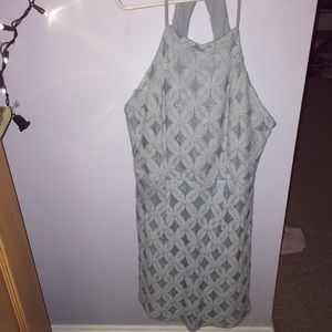 Pastel blue high neck dress